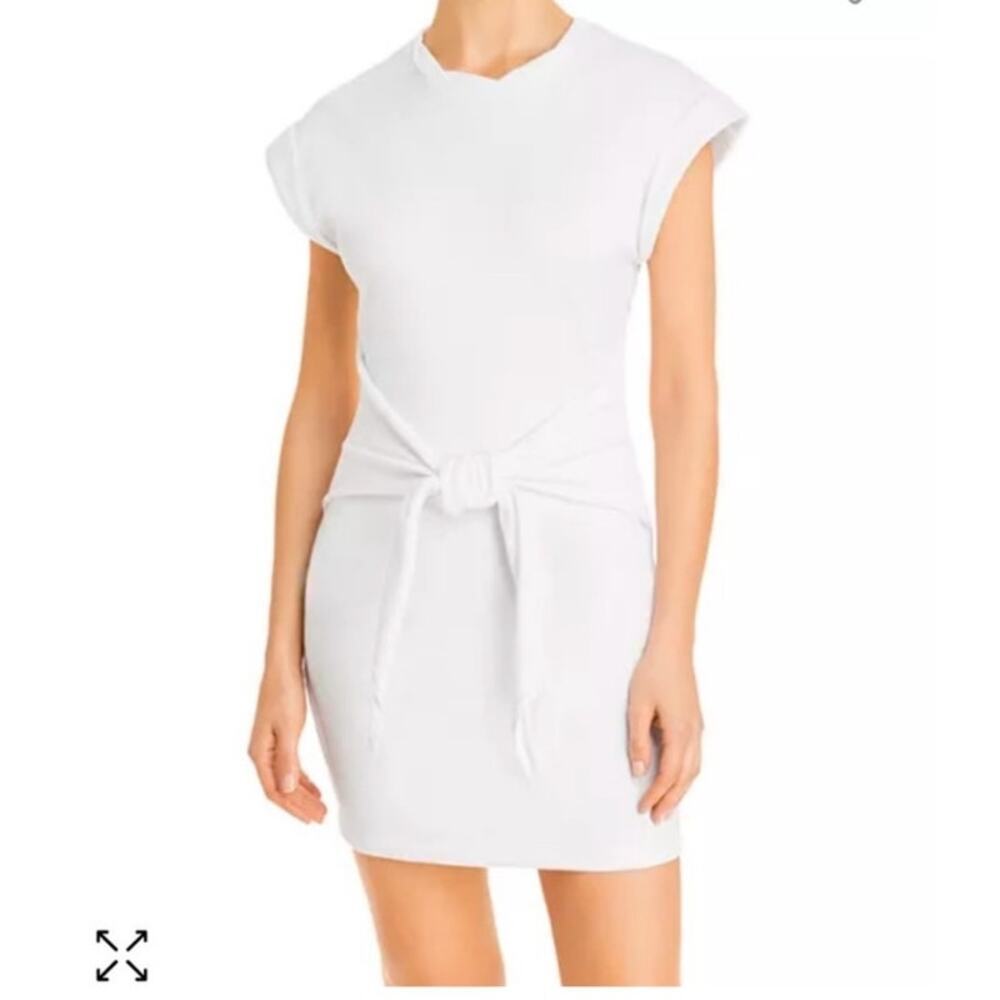 Lini Janelle White Tie Front Sweatshirt Dress Sleeveless Belted Small